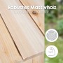 Nahaufnahme von hellem Massivholz des roba Outdoor Spiel- & Wassertisches. Zeigt Robustheit und Langlebigkeit für Kinder.