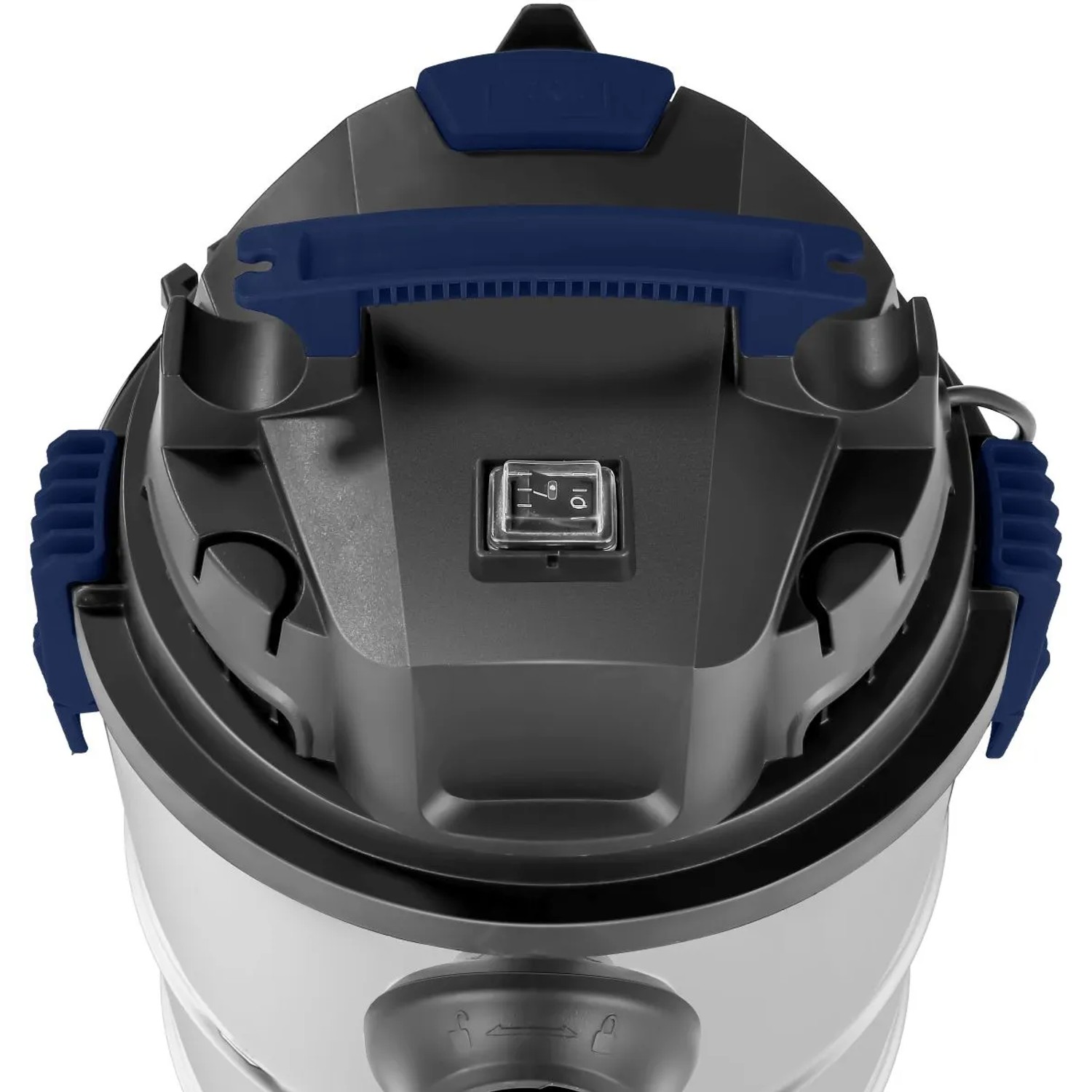 Atrox Nass- und Trockensauger, Detailansicht des Gehäuses mit Schalter und Tragegriff.