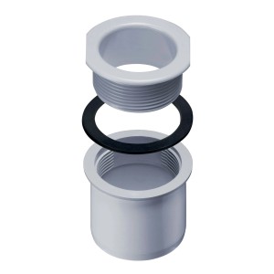 Inefa Ablaufstutzen für Kastenrinne, DN 50/NW 68, PVC grau, zum Schrauben, Einzelteile