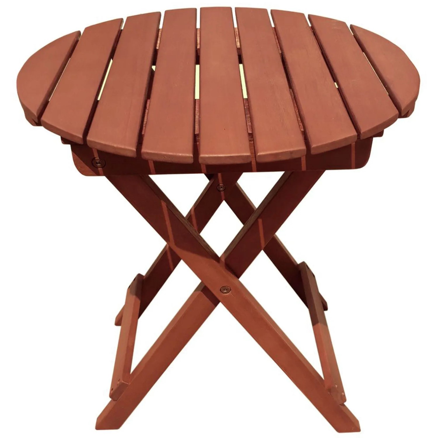 Runder, naturfarbener Garden Pleasure Klapptisch Hanford, Ø 45 cm, aus Holz.