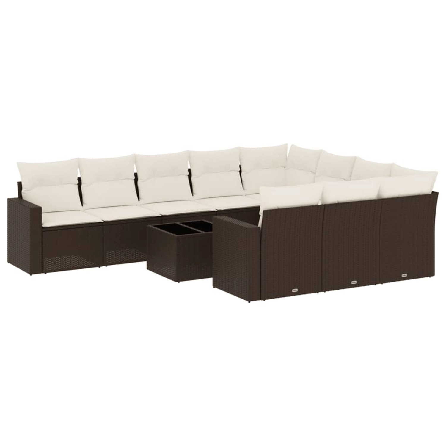 vidaXL 11-Tlg Garten-Sofagarnitur mit Kissen Braun Poly Rattan 3219493 günstig online kaufen