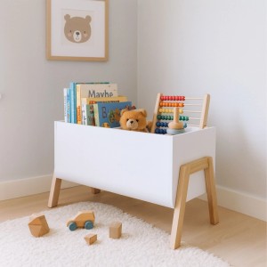 Relaxdays Bücherregal für Kinder Holzwerkstoff Kiefernholz Weiß Natur Offen 40 cm x 66,5 cm x 34,5 cm