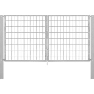 Doppeltor Flexo Plus, 300x160 cm, feuerverzinkt, mit Pfosten für Gartenzaun.