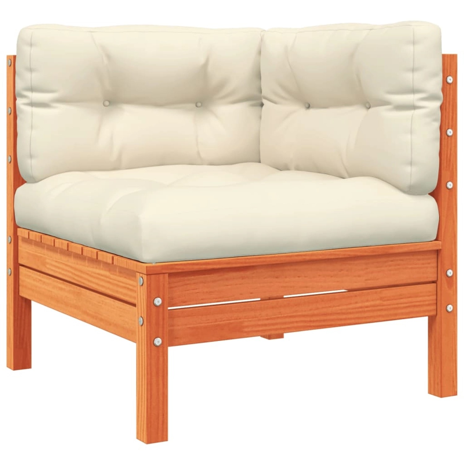 vidaXL Garten-Sofagarnitur, 9-teilig, wachbraun, Kiefernholz, Eckteil mit Kissen.