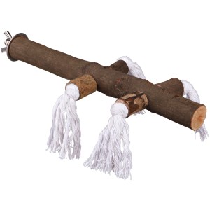 Trixie Sitzstange Natural Living aus Naturholz mit Baumwolltau für Vogelkäfige.