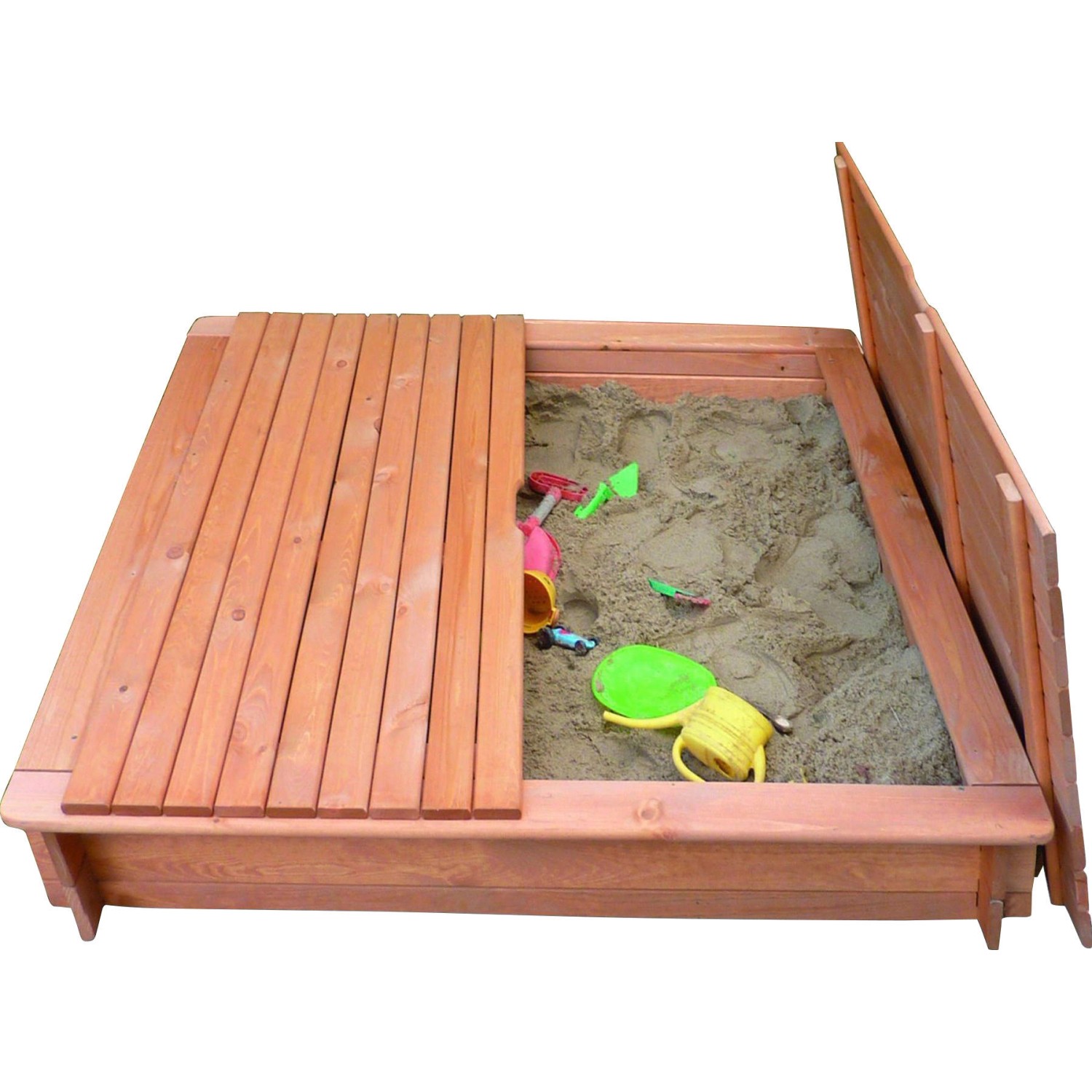 Promadino Sandkasten Tessa mit Vollabdeckung Kiefernholz (BxTxH) 120x120x24 cm