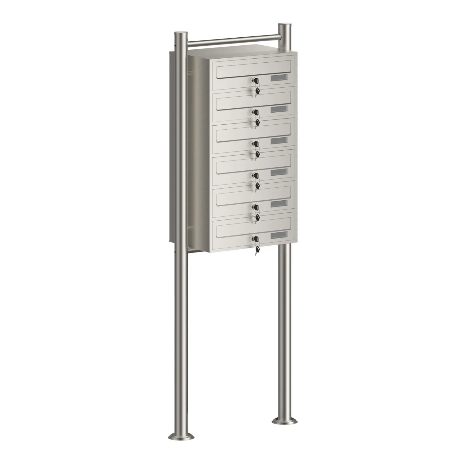 Wiltec 6Er Briefkastenanlage Edelstahl 556X270X1500Mm Standbriefkasten Post