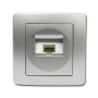 Silberne TEM EKONOMIK RJ45 Netzwerkdose Cat5e für Schalterprogramme.