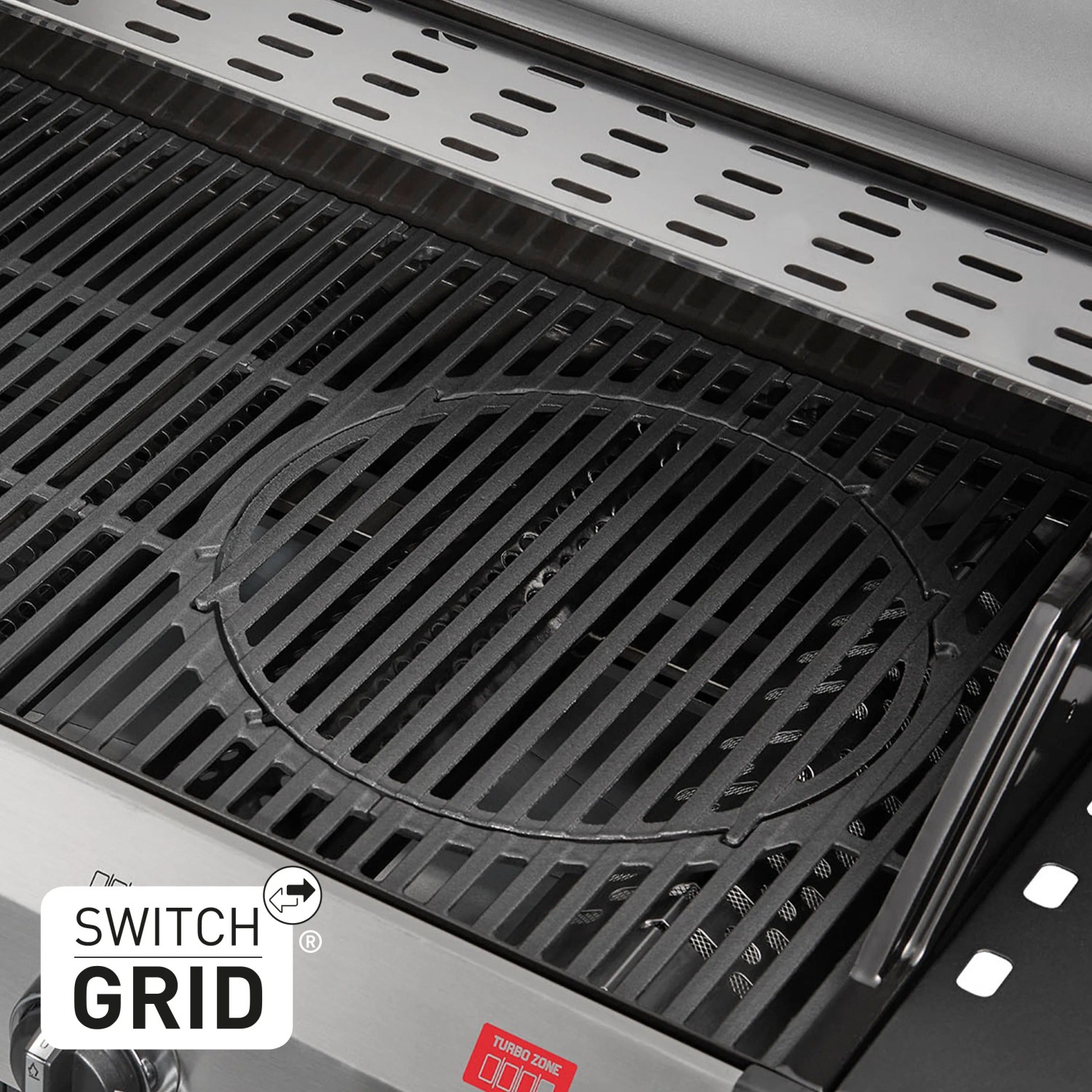 Enders Gasgrill Chicago Next 4 R Turbo: Emaillierter Gussrost mit Switch Grid System für vielfältige Grillmöglichkeiten.