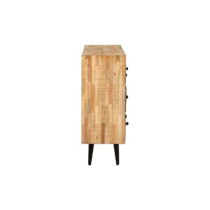 DELUKE Sideboard KJELL aus Holz in Braun, 79x31x117,5cm, mit Schubladen und Schrankfächern.