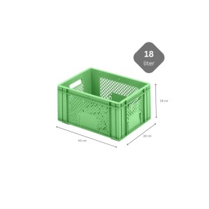 Grüne PROREGAL Eurobox (18L) für Obst/Gemüse, 19x30x40cm. Aufbewahrungsbox, Transportbox.