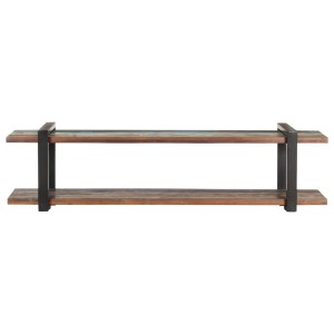 VidaXL TV-Schrank aus recyceltem Holz, 160 cm breit, mit zwei Ablageflächen und schwarzem Metallgestell.