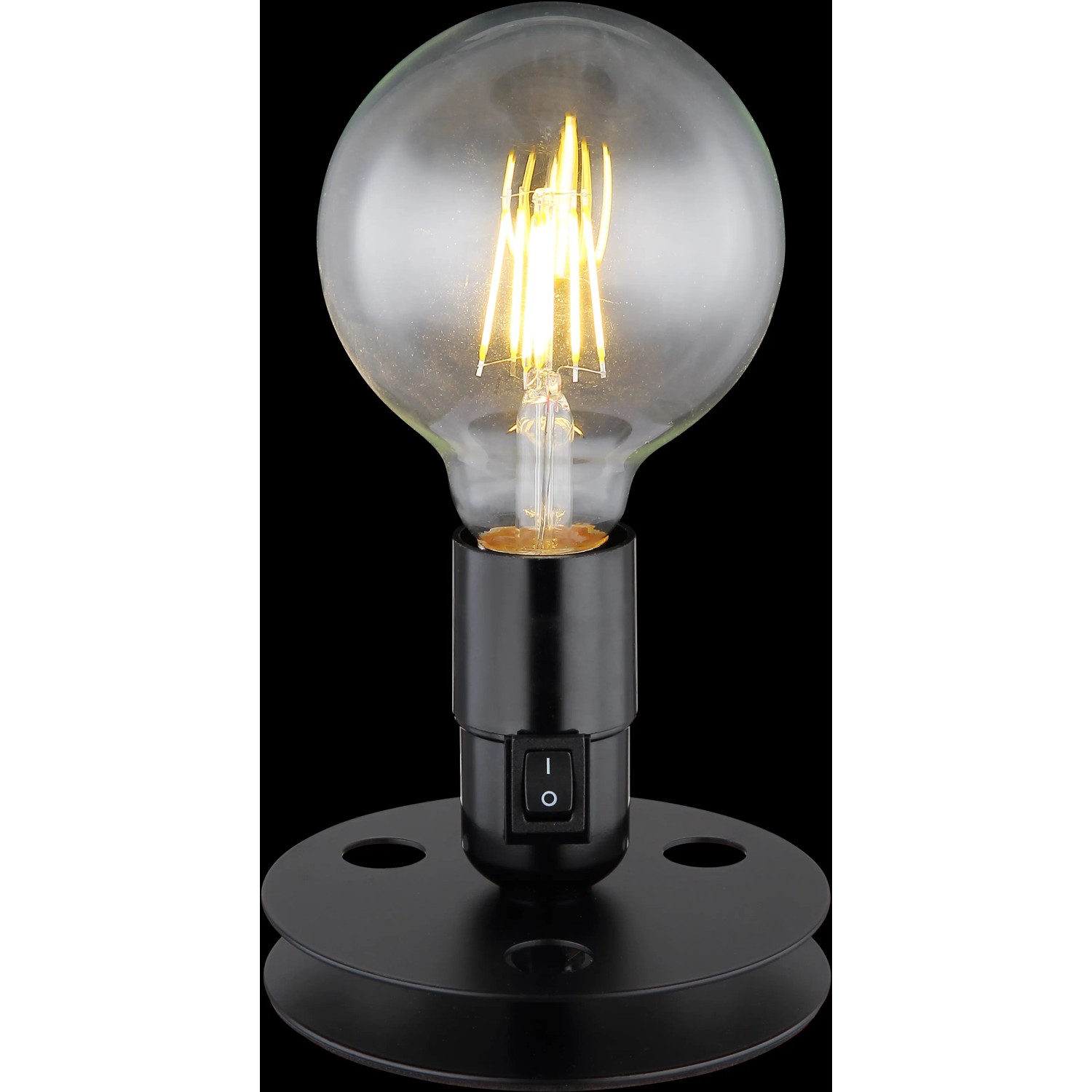 Schwarze, matte Globo Tischlampe Johanna mit E27 Fassung und Schalter. Design-Tischleuchte.