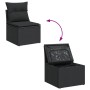 vidaXL Garten-Sofagarnitur, 8-teilig, schwarz, Poly Rattan, mit Stauraum und Kissen.