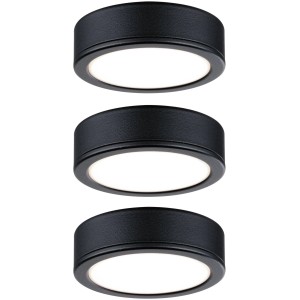 Paulmann Pukk Möbel Einbaustrahler Set, 3 schwarze LED Leuchten für Möbel & Regale.