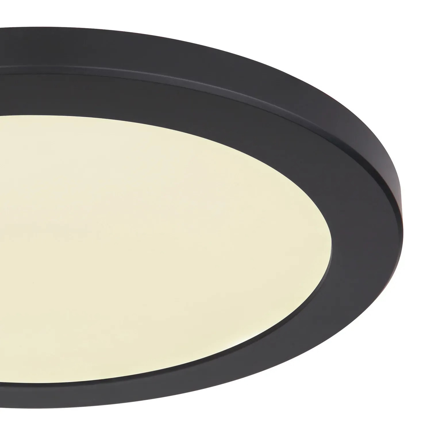 Schwarze, runde LED-Deckenleuchte Lasse, Ø 29,8 cm. Moderne Lampe für energiesparende Beleuchtung.