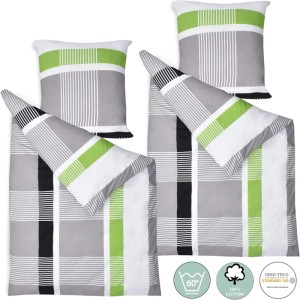 Beautissu Bettwäsche 155x220 Baumwolle 4teilig Bettwäsche Dana 80x80cm 4tlg.