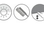 Symbole für Verdunkelung, Reinigung und Bedienung des Gardinia Comfort Move Rollos.