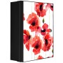 Abschließbarer Banjado XXL Medizinschrank in Anthrazit mit Mohnblumen Aquarell Motiv.