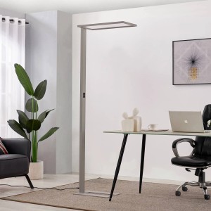 Moderne, dimmbare LED Bürostehleuchte Taronis in Alu für Arbeitszimmer/Büro.