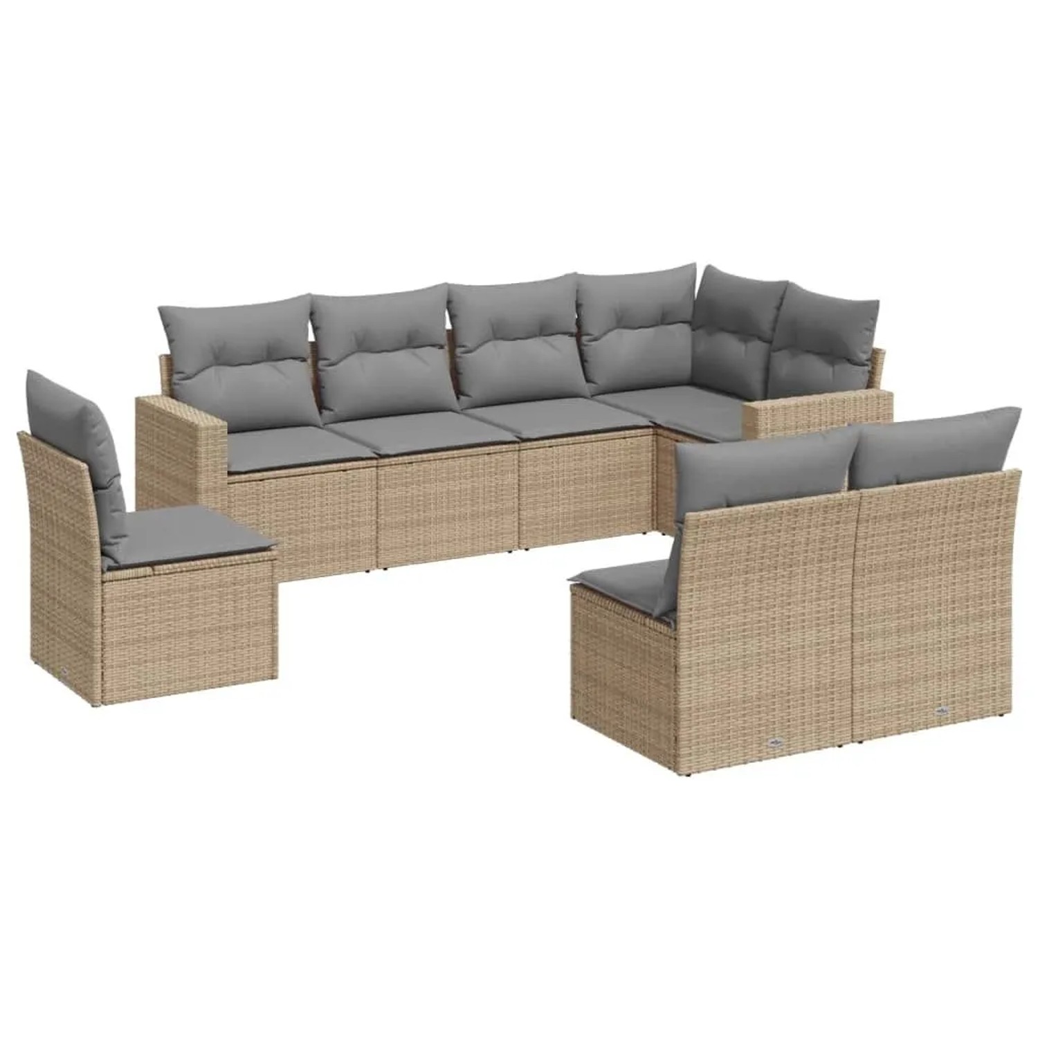 vidaXL 8-Tlg Garten-Sofagarnitur mit Kissen Beige Poly Rattan 3251406