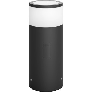 Philips Hue Calla Sockelleuchte Basis-Set: Schwarze LED-Gartenleuchte mit weißem Diffusor.