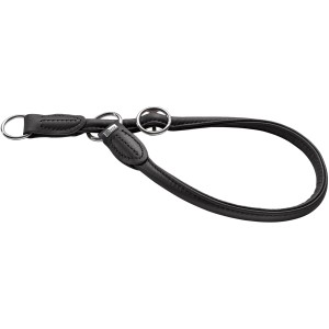 Schwarze Hunter Dressurhalsung Round & Soft Gr. L aus Leder mit Stoppring für Hunde.