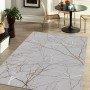 Grauer Floornovo Kurzflor Teppich (290x200 cm) mit Blattmuster für Wohnräume.