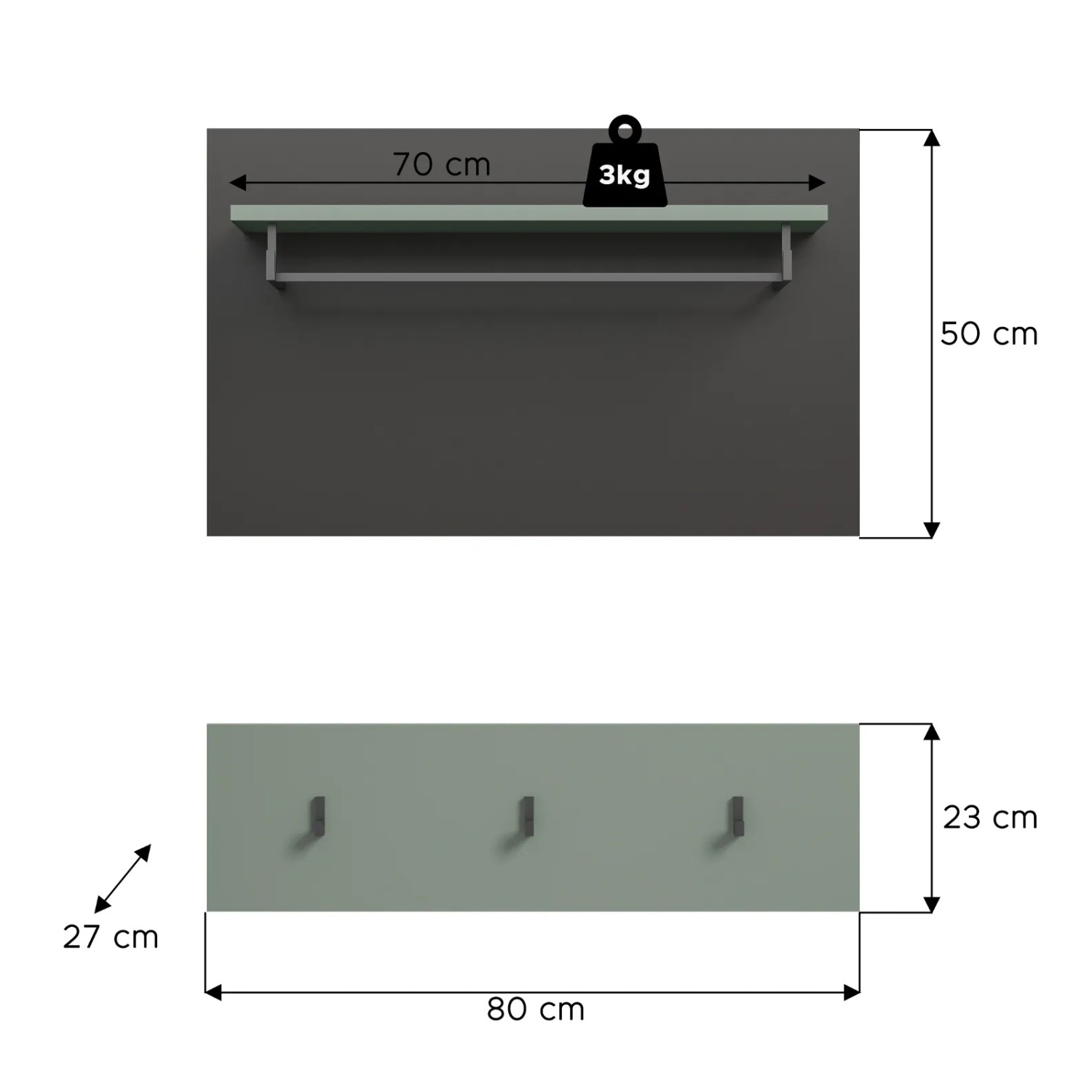 Inn.Furn Garderobenpaneel Set in Salbei und Grau 80 cm Cooper_10