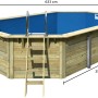 Karibu Holzpool Modell 4 X Set mit blauer Innenhülle und Leiter. Kesseldruckimprägniert.