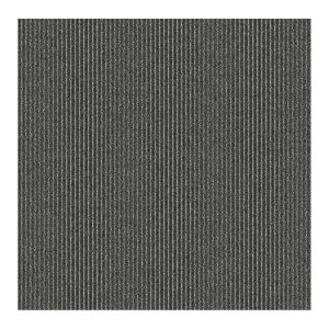 Anthrazitfarbene Teppichfliese Bern 50x50 cm mit Streifenmuster, schalldämmend und selbstliegend.