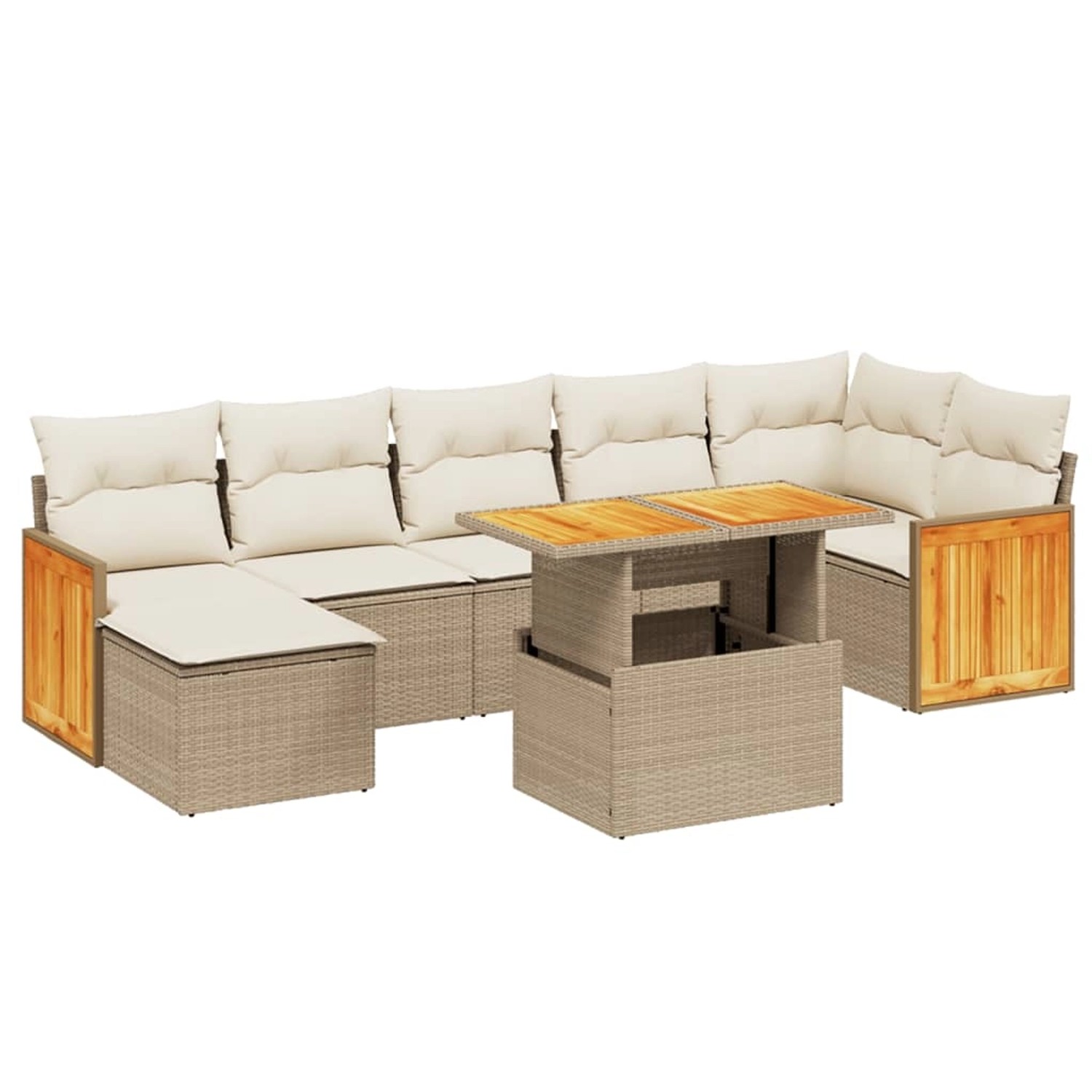 Thumbnail - vidaXL 8-Tlg Garten-Sofagarnitur mit Kissen Beige Poly Rattan 3274068