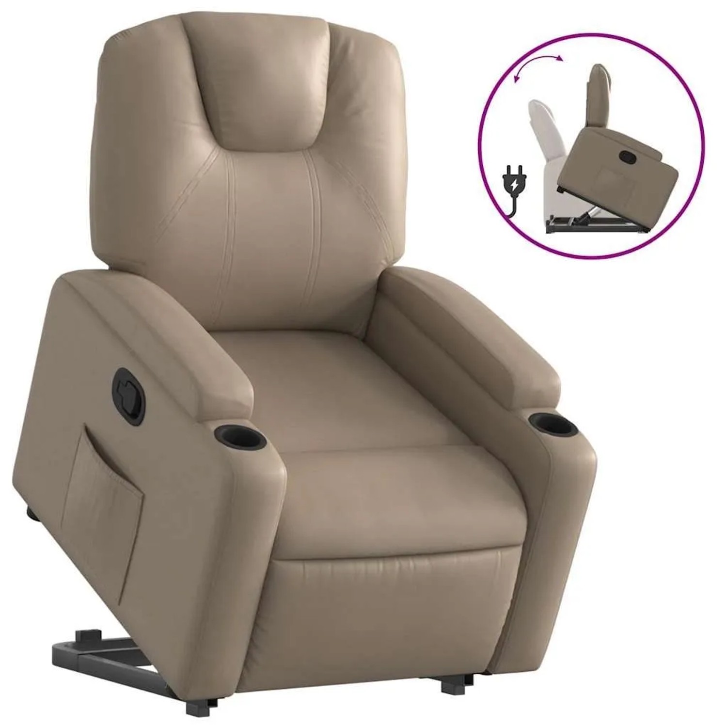 vidaXL Relaxsessel mit Aufstehhilfe Cappuccino-Braun Kunstleder 3204436_3