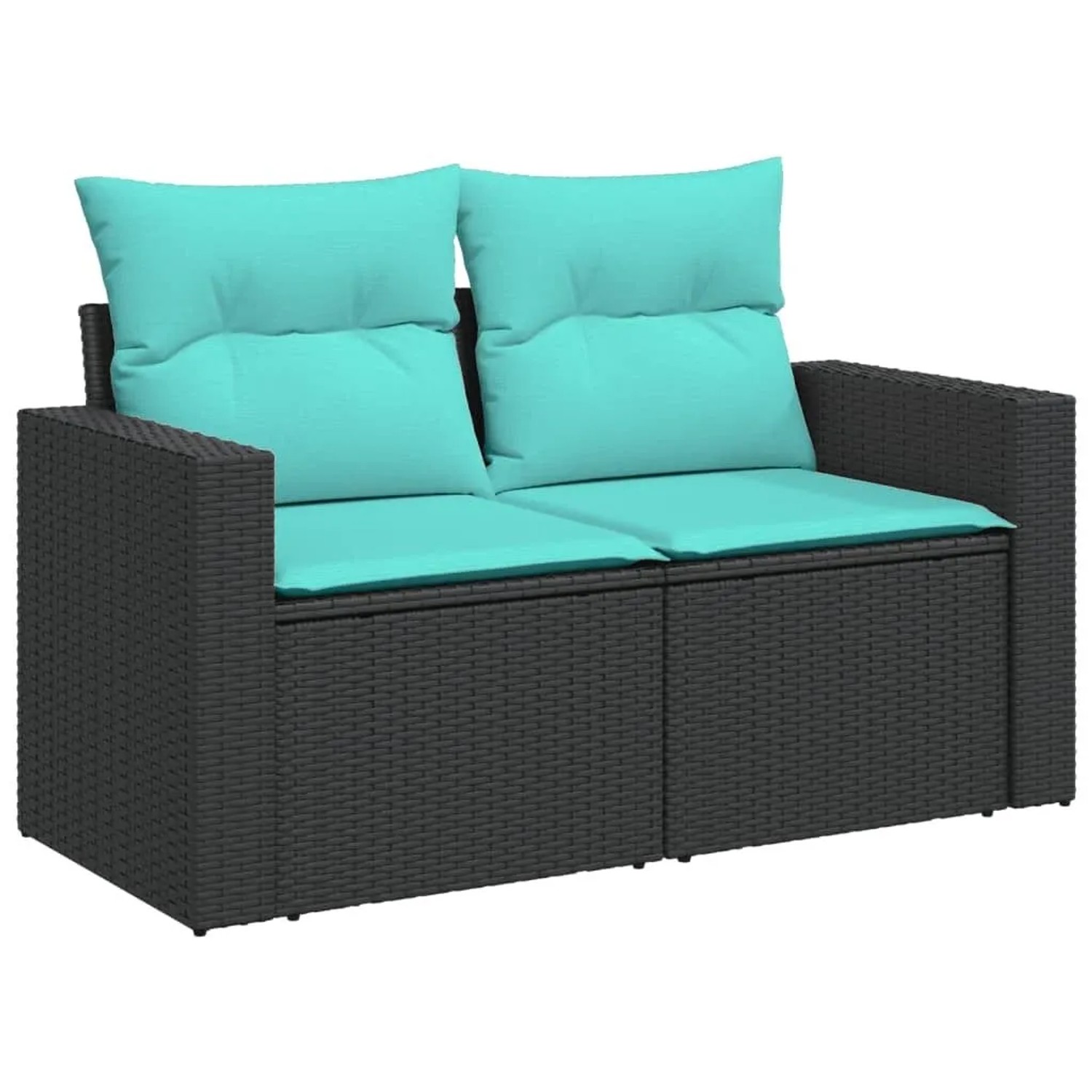 vidaXL 7-Tlg Garten-Sofagarnitur mit Kissen Schwarz Poly Rattan 3256470