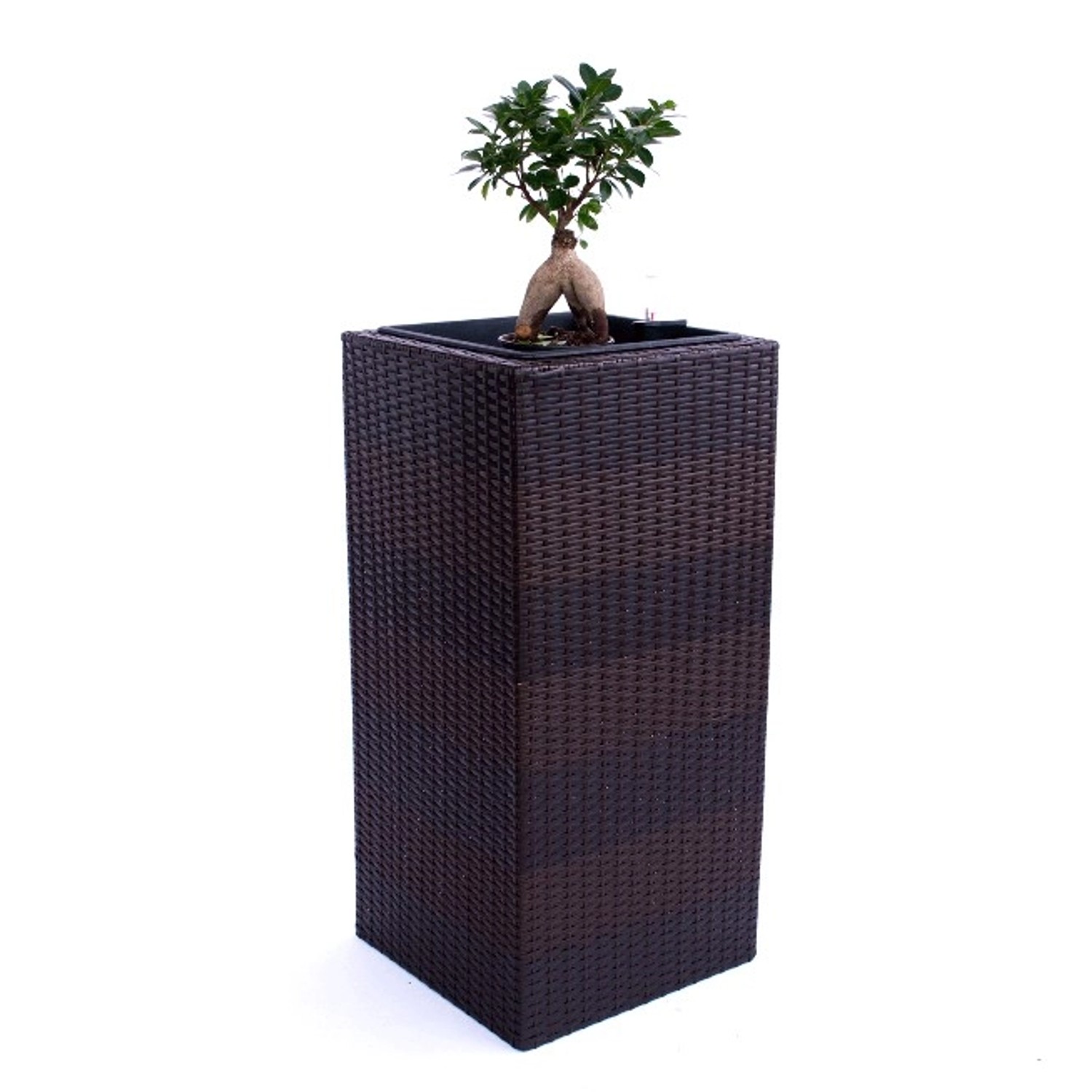 Elegant Einrichten Pflanzkübel Polyrattan Säule 40x40x84cm Coffee-Braun günstig online kaufen