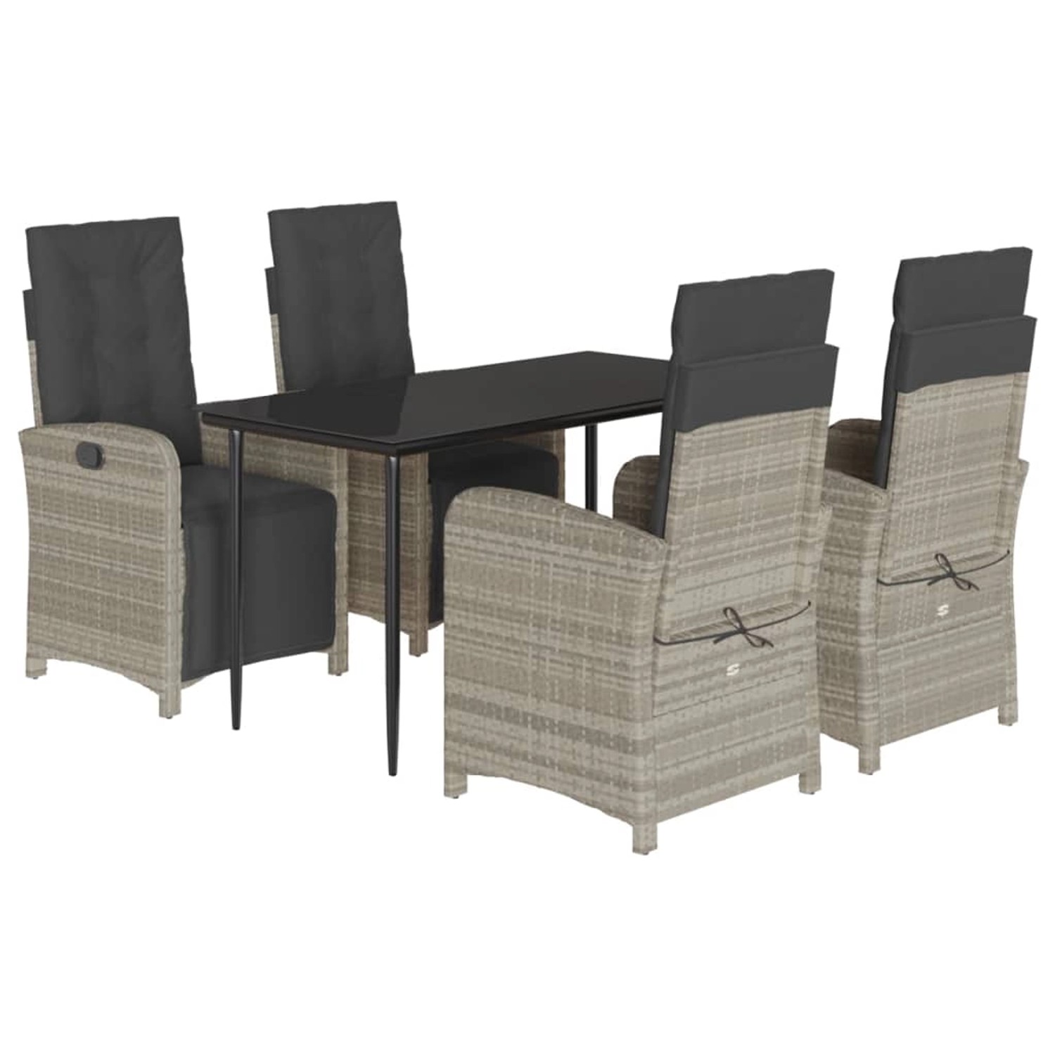 vidaXL 5-Tlg Garten-Essgruppe mit Kissen Hellgrau Poly Rattan 3212600 günstig online kaufen
