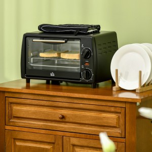 HOMCOM Mini Backofen, 10 Liter, schwarz, mit Backblech und Rost. Kompaktes Design für kleine Küchen.