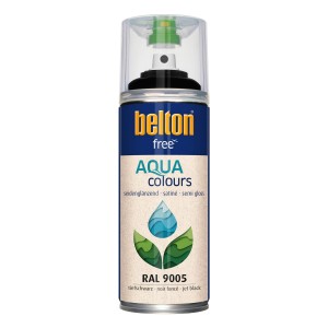 Belton Free AQUAcolours Buntlack RAL 9005 Tiefschwarz, seidenglänzend, 400ml Dose.