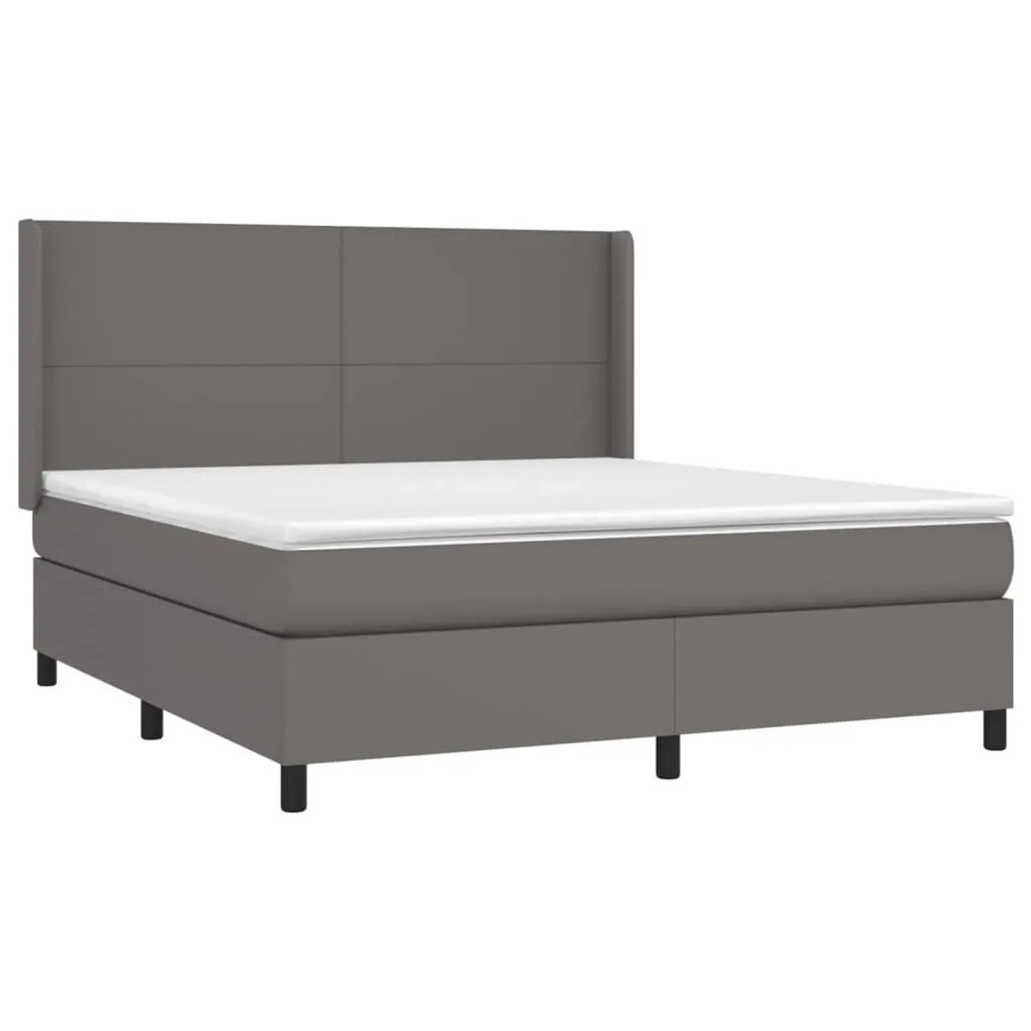 vidaXL Boxspringbett mit Matratze & LED Grau 160x200 cm Kunstleder 3139275 günstig online kaufen