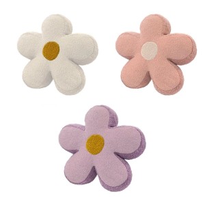Boltze Dekokissen Cornelia, 3-fach sortiert, blumenförmig in Lila, Pink und Weiß.