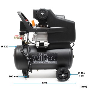 Wiltec Druckluftkompressor 24L Kessel 1100W 1,1Kw Kompressor Druckluftbehälter