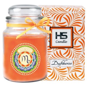 HS Candle Duftkerze Sternzeichen Skorpion im Glas mit Geschenkbox.