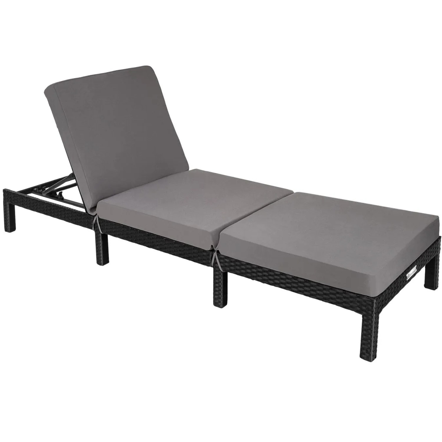 Tectake Rattan Sonnenliege Sofia Widerstandsfähig Uv Beständig  196 x 66 x 27 cm Schwarz