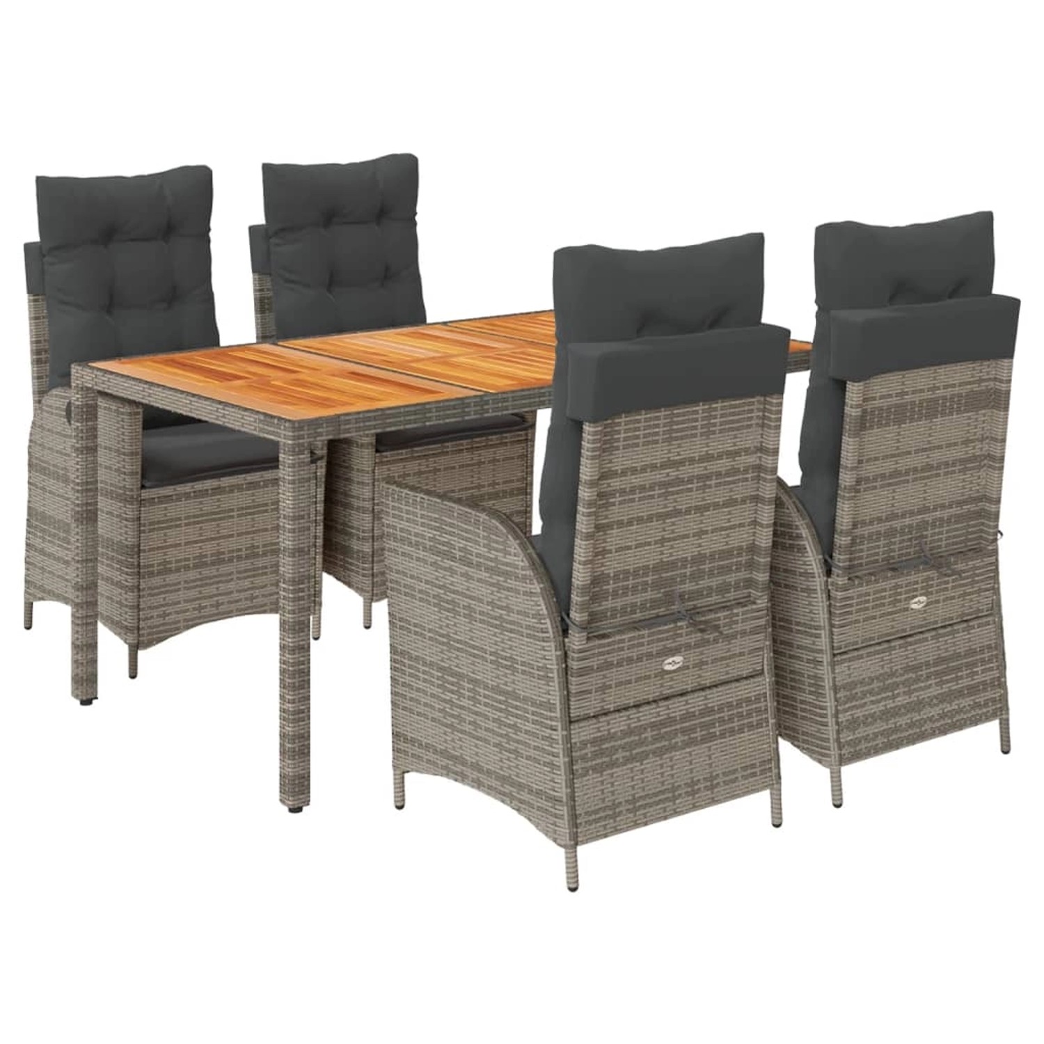 vidaXL 5-Tlg Garten-Essgruppe mit Kissen Grau Poly Rattan 3213106 günstig online kaufen