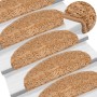 Beige, halbrunde vidaXL Stufenmatten mit getufteter Oberfläche auf einer Treppe. Schützt vor Rutschen und Abnutzung.