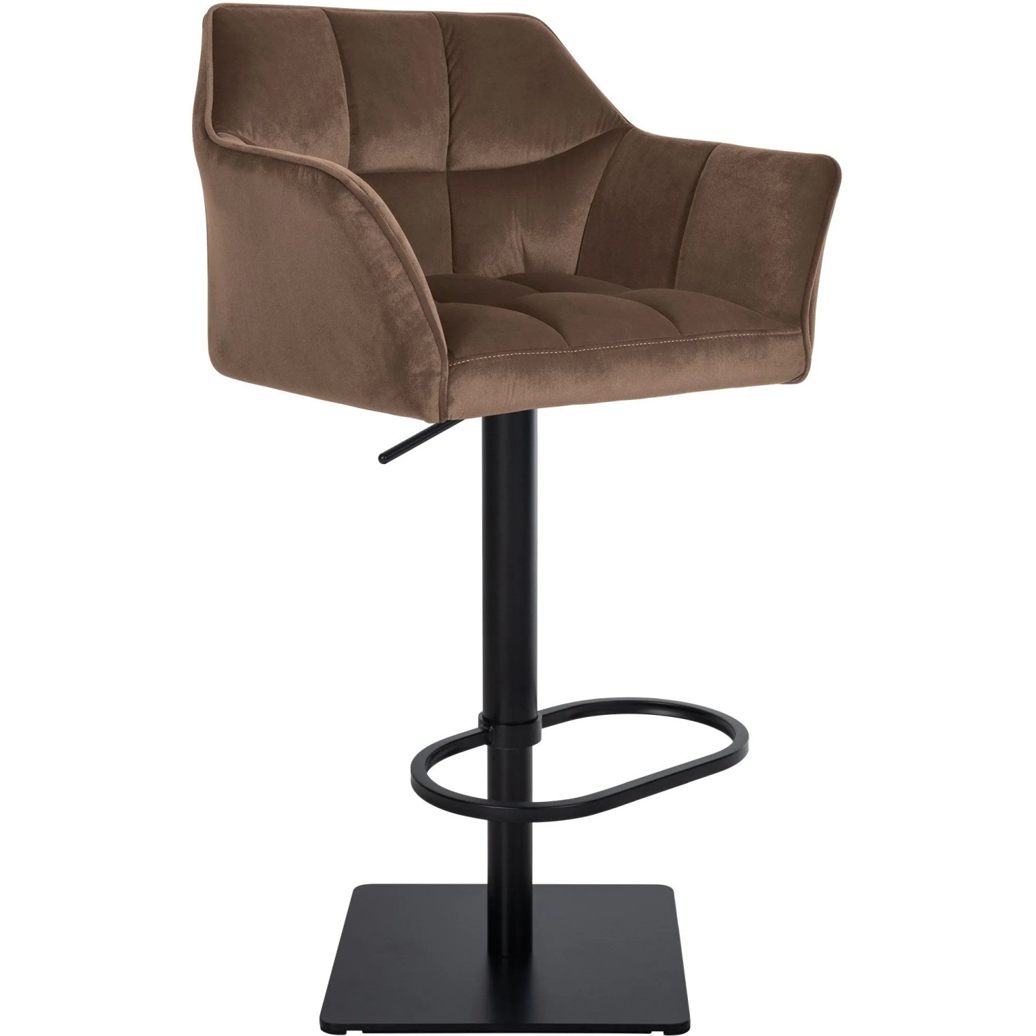 DELUKE Barhocker SIHAR Samt Braun 64x45x88cm Schwarz Barstuhl Höhenverstellbar Mit Lehne Drehbar Tresenhocker Tresenstuh...