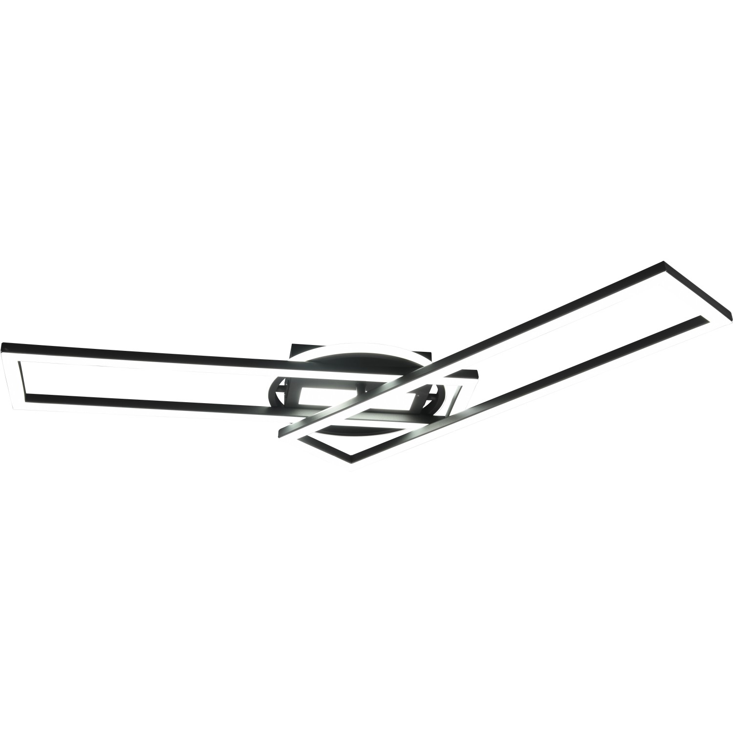 Moderne, schwarze LED Deckenleuchte Twister mit Fernbedienung zur Lichtsteuerung.