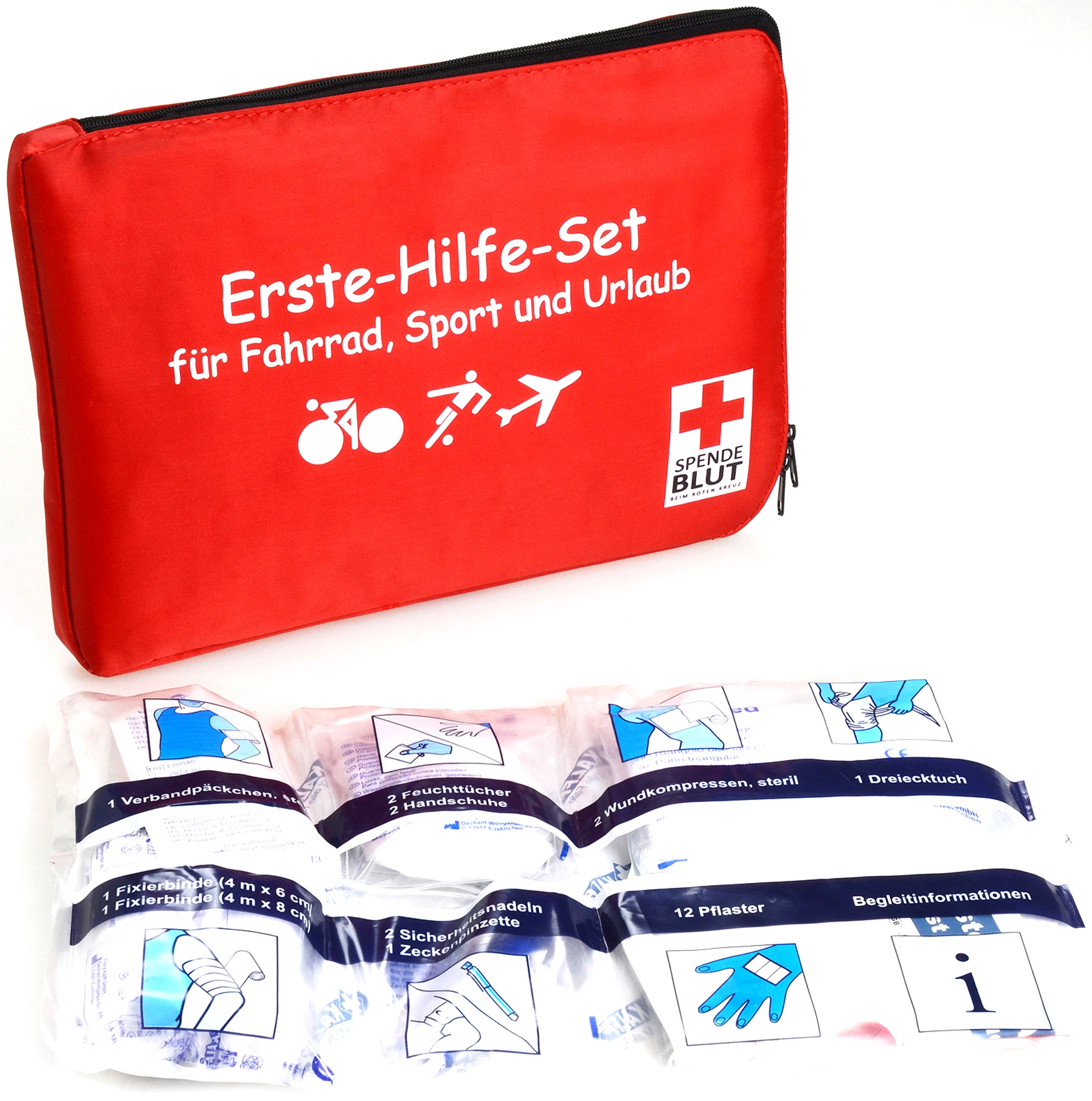 Kalff Erste-Hilfe-Tasche Kompakt, rot, gefüllt, Füllung nach DIN