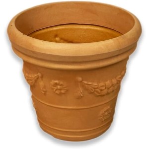 Mein-Pflanztopf Rom, Impruneta, Ø 40cm, Kunststoff Pflanztopf im mediterranen Stil mit floralem Dekor.