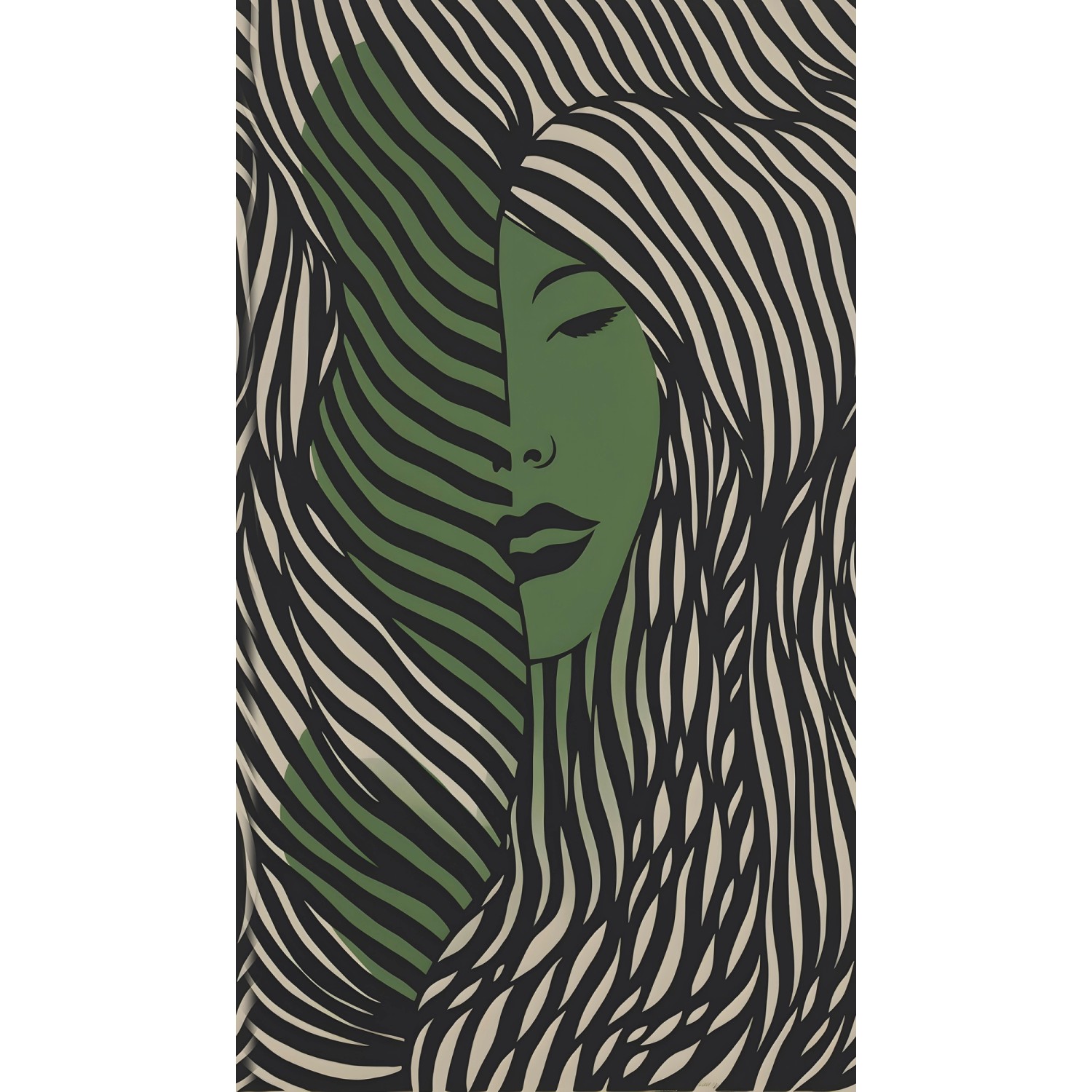 A.S. Creation Fototapete Frau Wellen-Optik 1,59 m x 2,8 m Creme Grün FSC® günstig online kaufen